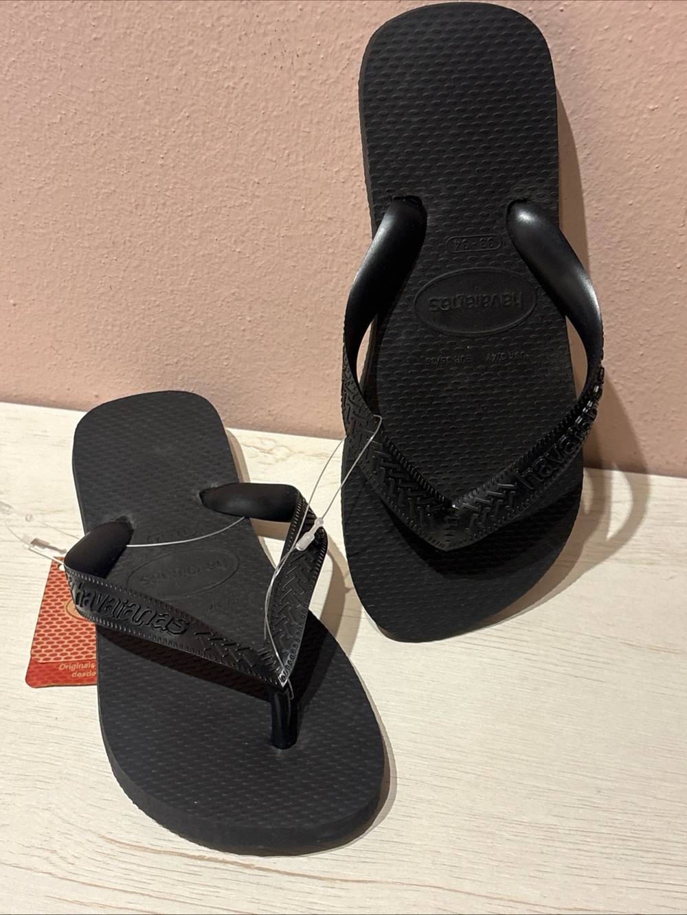 Original Havaianas Flip Flops Youth Kids 3-4 Years 33-34 Black - NEW